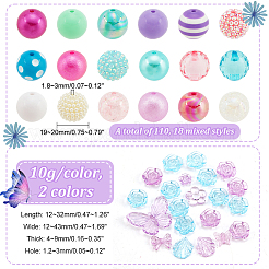 20スタイルミックススタイルのアクリルビーズセット  丸と花と蝶  ミックスカラー  19~20mm&nbsp;OACR-PH0004-07