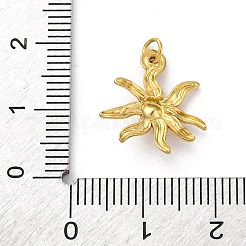 304ステンレススチールラインストーンペンダント  丸カン付き  花の形チャーム  イオンプレーティング（ip）  18KGP本金メッキ  17x15x3mm&nbsp;STAS-E550-02G