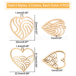 16Pcs 4 Style Ion Plating(IP) 201 Stainless Steel Pendants&nbsp;STAS-DC0001-06