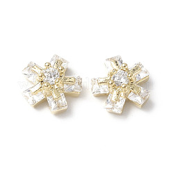 真鍮マイクロは、クリアキュービックジルコニアカボションを開く  ニッケルフリー  花  18KGP本金メッキ  8.5x9x5mm&nbsp;KK-A174-18G