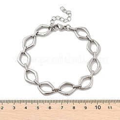 304ステンレススチール菱形リンクチェーンブレスレット、男性と女性用  ステンレス鋼色  7-1/8インチ（18.2cm）&nbsp;BJEW-D042-49P