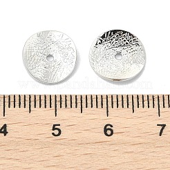 シェグレース真鍮スペーサービーズ  テクスチャフラットラウンド  カドミウムフリー＆ニッケルフリー＆鉛フリー  プラチナメッキ  11x11x1mm  穴：1.2mm&nbsp;XGRPCU327-287P