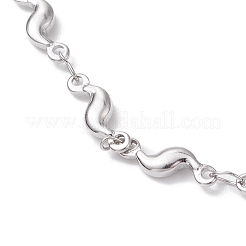 304 Stainless Steel Wave Link Chain Anklets&nbsp;AJEW-AN00641-02