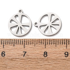 中空 304 ステンレス ペンダント  レモンスライスのチャーム  ステンレス鋼色  13x11x1mm  穴：1mm&nbsp;STAS-C176-04P