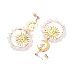 Vintage Natural Rose Quartz Ear Studs&nbsp;EJEW-JE05807-02