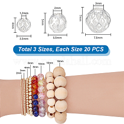 60Pcs 3 Styles Long-Lasting Plated Hollowed Brass Beads&nbsp;KK-PH0014-40
