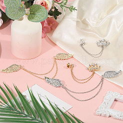 4Pcs 4 Styles Alloy & Iron Hanging Chain Brooches&nbsp;JEWB-CA0001-64