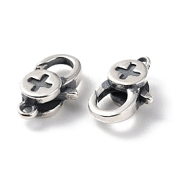 タイスターリングシルバーカニカン925個  クロス  スタンプ925個付き  アンティークシルバー  13x7.5x4mm  穴：1.2mm&nbsp;STER-D003-18AS
