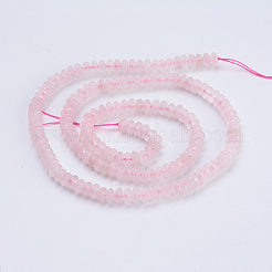 天然石ローズクォーツビーズ連売り  ロンデル  4.5~5x2~2.5mm  穴：0.8mm  約166個/連  15.3インチ（38.5cm）&nbsp;G-P354-13-4x2mm