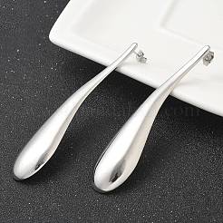 304ステンレススチール製ティアドロップスタッドピアス（女性用）  ステンレス鋼色  80.5x17mm&nbsp;EJEW-M089-07P