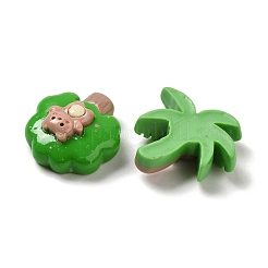 植物をテーマにした不透明樹脂カボション  木とサボテン  混合図形  ライムグリーン  15.5~21.5x17.5~22x6~8mm&nbsp;RESI-Q228-04
