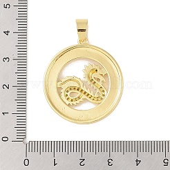 真鍮マイクロパヴェクリアキュービックジルコニアペンダント  カドミウムフリー＆ニッケルフリー＆鉛フリー  18KGP本金メッキ  ドラゴン  フラットラウンド  32x29x3.5mm  穴：6.5x4.5mm&nbsp;KK-E111-36A-G