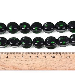 手作り銀箔ランプワークビーズ  模造石ビーズ  ランタン  濃い緑  16x12.5x12.5mm  穴：0.9mm  約30個/連&nbsp;FOIL-T024-12B