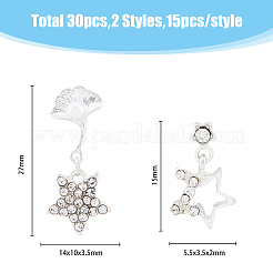 30Pcs 2 Style Alloy Rhinestone Cabochons&nbsp;MRMJ-HY0001-08