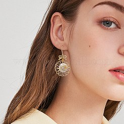 環境にやさしいフラワーアイアンペンダントがイヤリングをぶら下げます  304ステンレススチールピアスフック付き  合金リンクコネクター  丸カン  ライトゴールド  53mm  ピン：0.7mm&nbsp;EJEW-PH01401-05