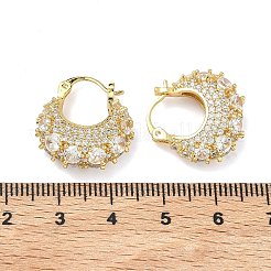 真鍮マイクロパヴェクリアキュービックジルコニアチャンキーフープピアス  18KGP本金メッキ  19.5x19x7mm&nbsp;EJEW-C182-04G