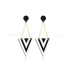 アクリルストライプダングルスタッドピアス  ゴールドカラー  三角形  96x36mm&nbsp;FS-WG5637F-01