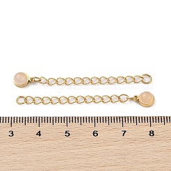 Ion Plating(IP) 316 Surgical Stainless Steel Curb Chain Extender with Natural Rose Quartz Round Charm&nbsp;STAS-A097-01G-03