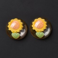 Transparent Flower Resin Cabochons&nbsp;RESI-G034-B03