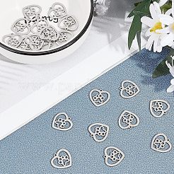 ステンレスペンダント201個  犬の足のプリントと心臓  ステンレス鋼色  15x15.5x1mm  穴：1.2mm  30個/箱&nbsp;STAS-UN0018-92P