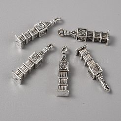 合金のチベット風チャーム  ビッグベンチャーム  アンティークシルバー  27x6x6mm  穴：1.6mm&nbsp;FIND-CJC0018-27AS
