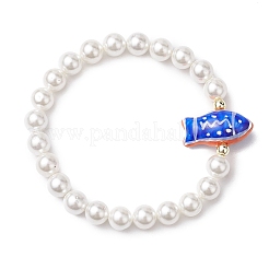 8mm Round Shell Pearl Beaded Stretch Bracelets&nbsp;BJEW-JB10338