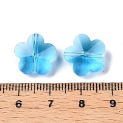 透明ガラスビーズ  多面カット  スモモの花  ライトスカイブルー  13x13.5x8.5mm  穴：1mm&nbsp;X-GLAA-Q066-14mm-C09