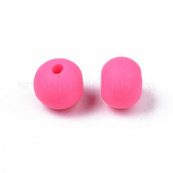 手作り樹脂粘土ビーズ連売り  ジュエリー工芸用品のDIY用  ラウンド  ショッキングピンク  7x5.5mm  穴：1.6mm  約69個/連  15.75インチ〜16.14インチ（40~41cm）&nbsp;CLAY-N008-053-09
