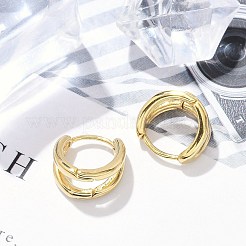 304ステンレススチール製女性用フープピアス  316サージカルステンレススチール製耳ピン付き  イオンプレーティング（ip）  リング  ゴールドカラー  12.5x7mm&nbsp;EJEW-C096-42G-01
