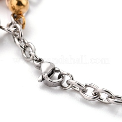 304ステンレススチールラウンドチャームブレスレット  カニカン付き  マルチカラー  6-7/8インチ（17.5cm）&nbsp;STAS-B021-08