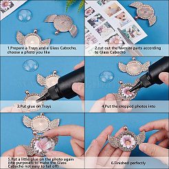 DIYペンダントネックレス作りキット  鉄アズキチェーンネックレス製作付き  合金クリスタルラインストーンペンダントカボションセッティング  クリアガラスカボション  銀＆ローズゴールド  ネックレス: 27.95インチ〜31.49インチ  3mm  2個/箱&nbsp;DIY-NB0003-99