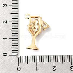 真鍮マイクロパヴェクリアキュービックジルコニアペンダント  ワイングラスチャーム  ニッケルフリー  18KGP本金メッキ  21x15x3.5mm  穴：1.5mm&nbsp;KK-F916-24G