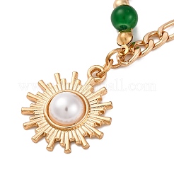 Sun Alloy Plastic Pearl Pendant Necklaces for Women&nbsp;NJEW-U013-11G