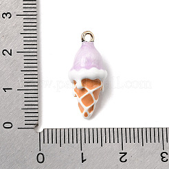 合金エナメルチャーム  アイスクリームのチャーム  ゴールドカラー  ラベンダー  21x10x9.5mm  穴：1.6mm&nbsp;PALLOY-T094-02B