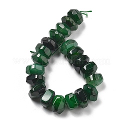 天然石瑪瑙ビーズ連売り  染め＆加熱  多面カット  ロンデル  グリーン  15~17x15~17x9~11mm  穴：1.2mm  約19~21個/連  6.89''~7.48''（17.5~19センチメートル）&nbsp;G-K392-A13