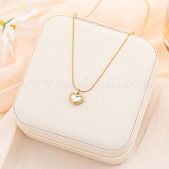 Heart Stainless Steel & Natural Shell Pendant Necklaces & Stud Earrings & Charm Bracelets Sets for Women&nbsp;WG52748-01