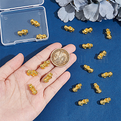 18個の合金ビーズ  中国語キャラクターカイとピクシー  24KGP本金メッキ  15x7x7mm  穴：2mm&nbsp;PALLOY-BC0001-16B