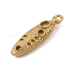 304ステンレスペンダント  槌目模様の楕円形チャーム  ゴールドカラー  22x6x4mm  穴：1.4mm&nbsp;SA-CBA2018-02G