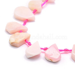 天然石ピンクオパールビーズ連売り  ティアドロップ  12~20x5~15x3~7mm  穴：0.8mm  約24個/連  15.04''（38.2センチメートル）&nbsp;G-E569-R02