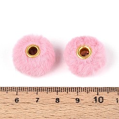 ウサギの毛の模造品 ヨーロッパのビーズ  ロンデル  ピンク  19.5~20x12mm  穴：4mm&nbsp;FIND-WH0126-574T
