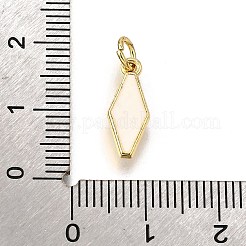 真鍮製エナメルチャーム  丸カン付き  ひし形チャーム  ラックめっき  カドミウムフリー＆鉛フリー  長持ちメッキ  ゴールドカラー  ミックスカラー  14.5x6x2mm  穴：3mm&nbsp;KK-C106-02G