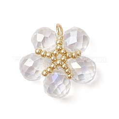 クリアガラスペンダント  花  304ステンレススチールの丸カンループ付き  ミックスカラー  21x22x8mm  穴：3mm&nbsp;PALLOY-MZ00645