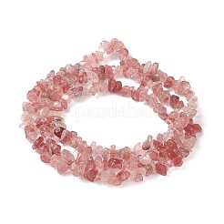 天然なイチゴクォーツチップビーズ連売り  5~8x5~8mm  穴：1mm  約31.5インチ&nbsp;X-G-M205-56