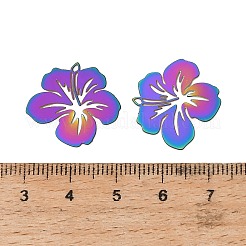 201 ステンレススチール製フィリグリーペンダント  エッチングされた金属装飾  花のチャーム  イオンプレーティング（ip）  カラフル  19.5x21x0.3mm  穴：0.9mm&nbsp;SA-CBA28D4-01