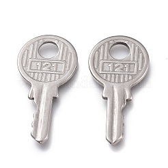 変色しにくい304ステンレススチールペンダント  キー  ステンレス鋼色  31x15.5x1.5mm  穴：5mm&nbsp;STAS-F263-12P