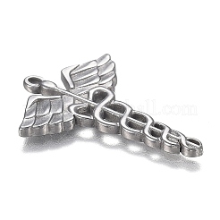 変色しにくい304ステンレススチールペンダント  医療用カドゥケウスシンボル  ステンレス鋼色  35x25x2mm  穴：2mm&nbsp;STAS-I166-05P
