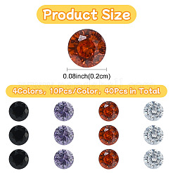 40Pcs 4 Colors Cubic Zirconia Cabochons&nbsp;ZIRC-YW0001-20C