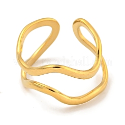 Ion Plating(IP) 304 Stainless Steel Irregular Open Cuff Ring for Women&nbsp;X-RJEW-A043-26G