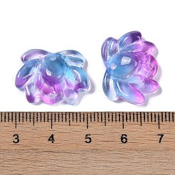 ペイントガラスビーズを焼く  蓮  ライラック  15.5x20.5x7.5mm  穴：1.2mm&nbsp;GLAA-S202-13A