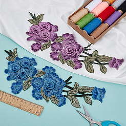 8枚 8色 ポリエステル刺繍布 アイロン接着/縫い付けパッチ  マスクと衣装のアクセサリー  アップリケ  花  ミックスカラー  280~315x100~130x4mm  1pc /カラー&nbsp;PATC-ME0001-08